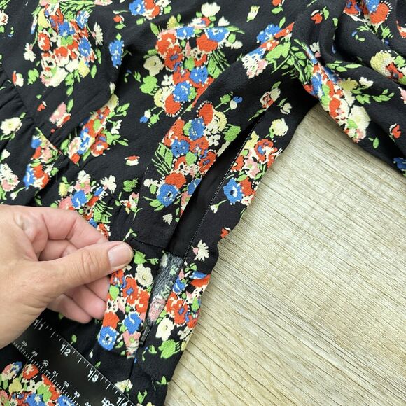 Boden Dress Wild Cluster 12UK 8USCrew Neck Knee Length Floral Black Long Sleeve‎ - Picture 6 of 12